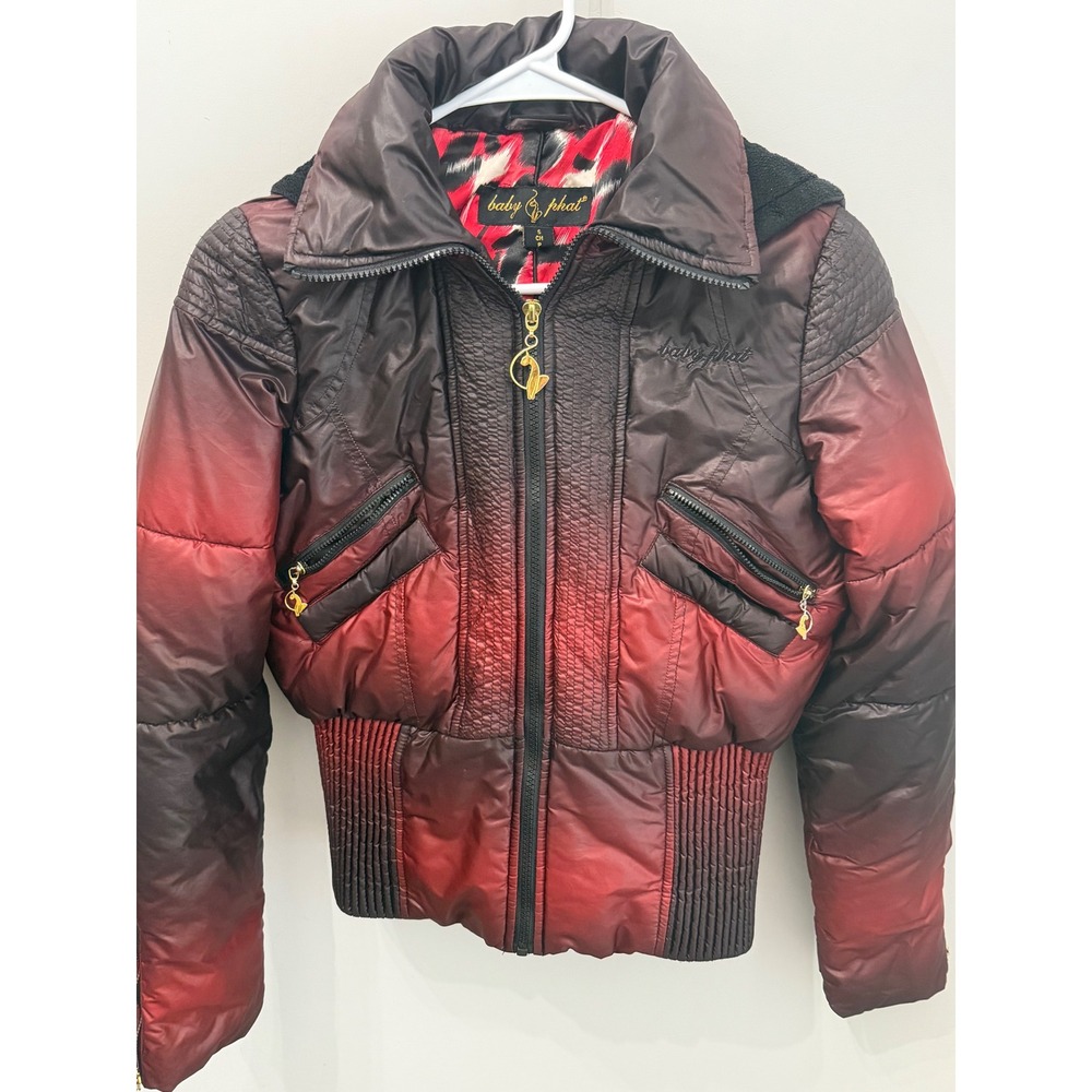 Vintage Baby Phat Ombre Puffer Jacket Size Small Y2K Cropped Hooded Coat